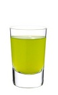 The Illusion Shaker shot is made from Midori melon liqueur, triple sec, vodka, lemon juice and pineapple juice, and served in a chilled shot glass.