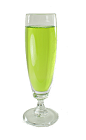 The Midori Sparkle is made from Midori Melon Liqueur and Dry Sparkling Wine, and served in a champagne flute.