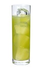The Pomidori drink is made from Midori melon liqueur and apple juice, and served in a collins glass.
