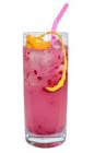 The Purple Cactus drink is made from Cointreau, prickly pear cactus fruit and tonic water, and served in a highball glass.