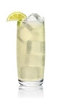 The Salted Creamsicle drink is made from Stoli Salted Karamel Vodka and club soda, and served in a highball glass.