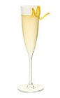 The St Honore 75 cocktail is made from St-Germain elderflower liqueur, champagne and lemon juice, and served in a chilled champagne flute.