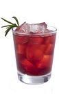 The Winter Caipirinha drink is made form cachaca, pomegranate juice, rosemary and lime, and served in an old-fashioned glass.