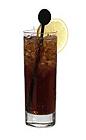 The Billy The Kid drink is made from bourbon (Jim Beam), Tia Maria, Licor 43 and cola, and served in a highball glass.