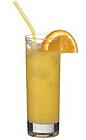 The Boston Gold drink is made from vodka, creme de bananes and orange juice, and served in a highball glass.