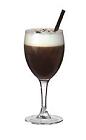 The Cafe Parisienne drink is made from Grand Marnier Rouge, hot coffee and whipped cream, and served in a wine glass, or an Irish coffee glass.