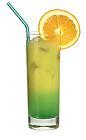 The Green Orange drink is made from citrus vodka (aka Absolut Citron), Pisang Ambon and orange juice, and served in a highball glass.