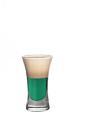 The Lilly Whites shot is made from Dooleys toffee liqueur, creme de menthe, vanilla vodka and milk, and served in a shot glass.