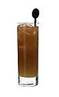 The Muddy Water drink is made from rum, cola and orange juice, and served in a highball glass.