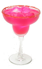 The Pêra-rita™ is made from Pêra™ Prickly Pear Syrup, Patron® Silver Tequila, lime juice and pink grapefruit juice, and served in a margarita glass.