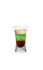The Quick F-u-c-k shot is made by layering Baileys Irish Cream, Midori Melon Liqueur and Dooleys Toffee Liqueur in a shot glass.