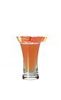 The Passion Shooter is made from gin, strawberry vodka and passionfruit juice, and served in a shot glass.