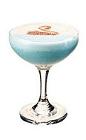 The Swan Lake cocktail is made from vodka, light cream, blue curacao, vanilla liqueur and banana, and served in a cocktail glass.