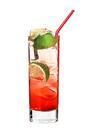 The Vanilla Lime drink is made from vanilla vodka, grenadine, cider and lime, and served in a highball glass.